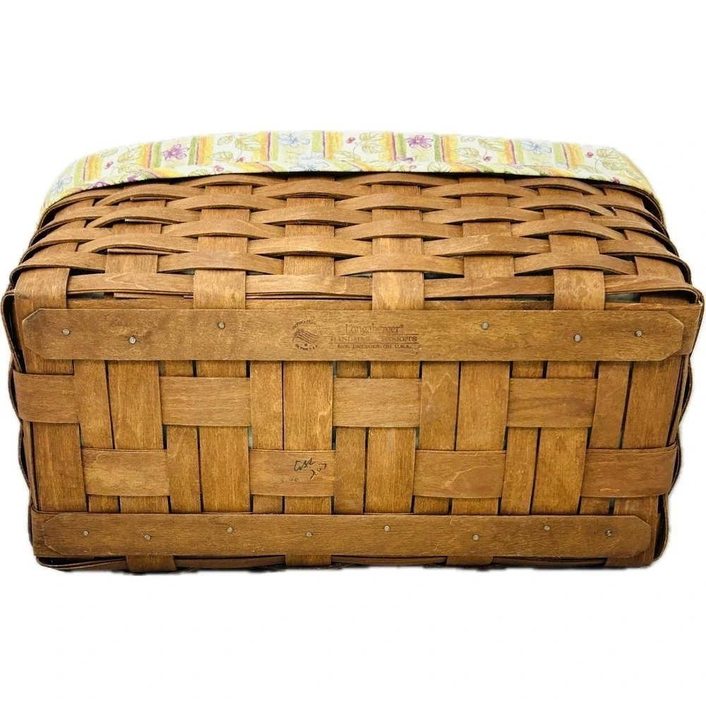 Longaberger 2007 LARGE DESKTOP Rich Brown Basket Wood Dividers‎ Liner Protector